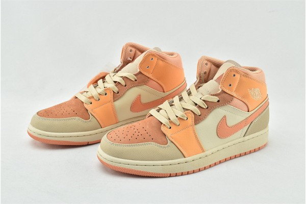 Air Jordan 1 Mid Apricot Orange Features DH4270 800 Womens And Mens Shoes